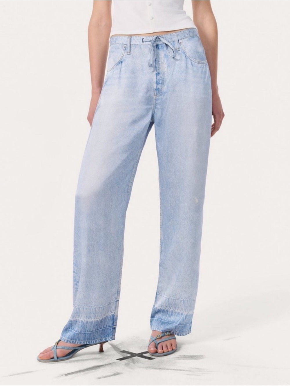 Rag & Bone Liquid Miramar Phoebe Beach Drawstring Pants Blue Small